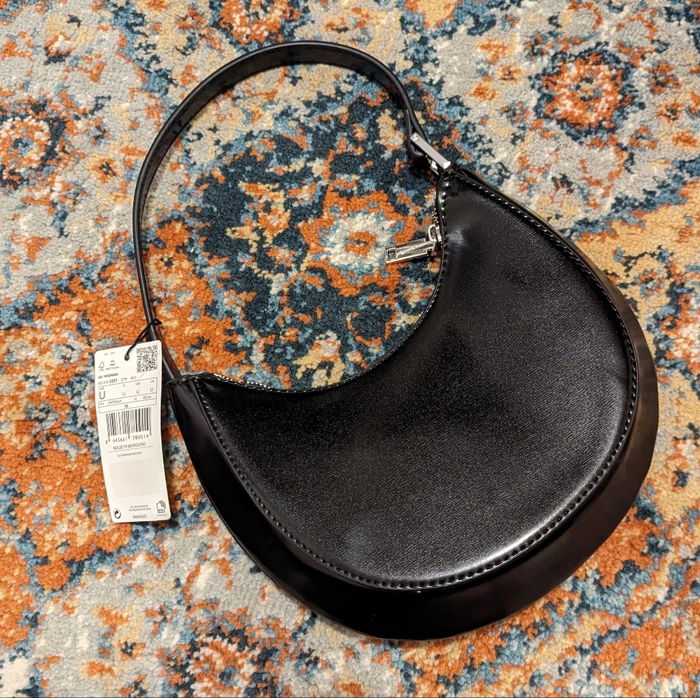 NWT Mango black oval bag